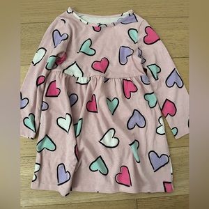 H&M toddler dress 4T pink and hearts long sleeve